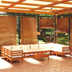 vidaXL Set mobilier relaxare grădină perne 11piese lemn pin maro miere