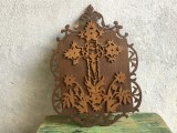 Placheta deosebita Iisus Hristos pe cruce / placaj decupat anii 70-80 !