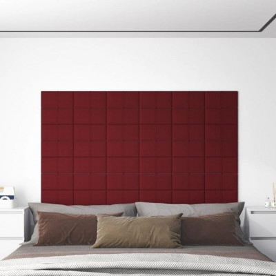 vidaXL Panouri de perete, 12 buc., roșu vin, 30x15 cm, textil, 0,54 m&amp;sup2; foto