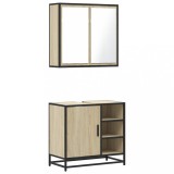 Cumpara ieftin Set mobilier de baie, 2 piese, stejar sonoma, lemn prelucrat