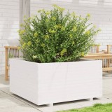 Cumpara ieftin Jardinieră de grădină, alb, 90x90x49,5 cm, lemn masiv de pin