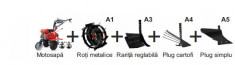 Pachet Motosapa pe benzina, MS 7-80-F3 +roti metalice + rarita reglabila + plug... foto