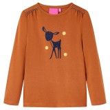 Tricou pentru copii cu m&acirc;neci lungi, coniac, 128