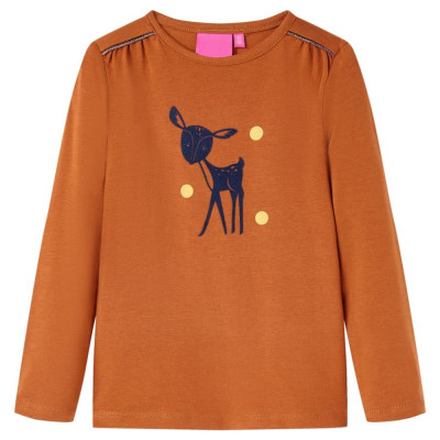 Tricou pentru copii cu m&amp;acirc;neci lungi, coniac, 128 foto