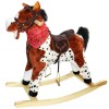 Calut Balansoar Copii, Lemn &amp; Plus, Maro/Alb, 67cm, Sunete, Misca, Canta, Balansoar Cal Equilibrul, Cadou, 3ani+