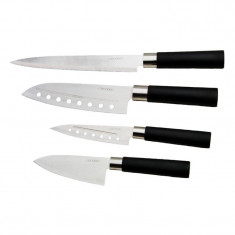 Set 4 cutite profesionale Cecotec Santoku, lama inox, Negru foto