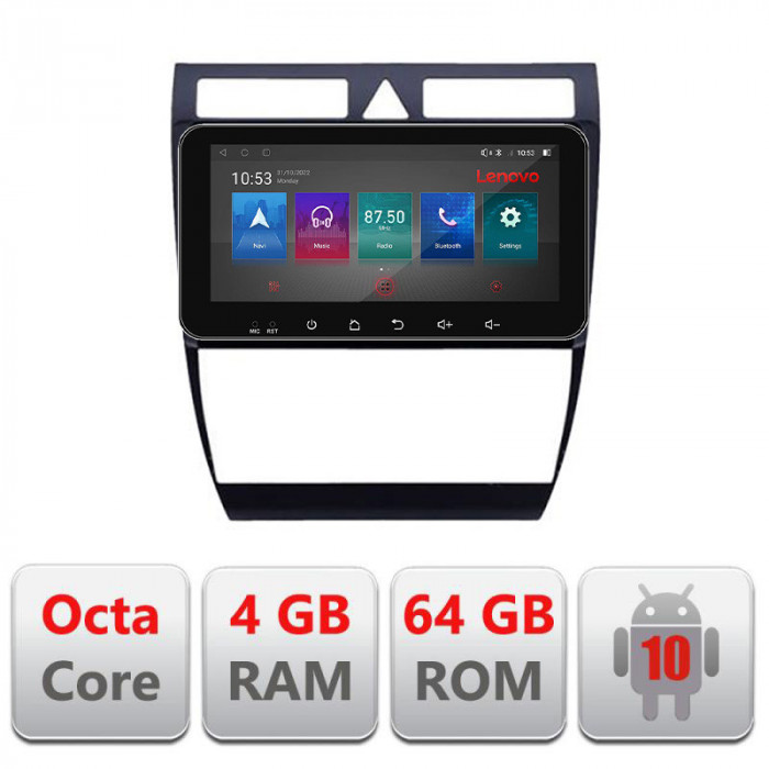 Navigatie dedicata Audi A6 Quad Core I-102 4+64 Lenovo ecran 10.33&quot; Android Waze USB Navigatie Internet Youtube Radio CarStore Technology