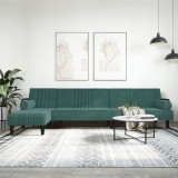 vidaXL Canapea extensibilă &icirc;n formă de L verde 260x140x70 cm catifea