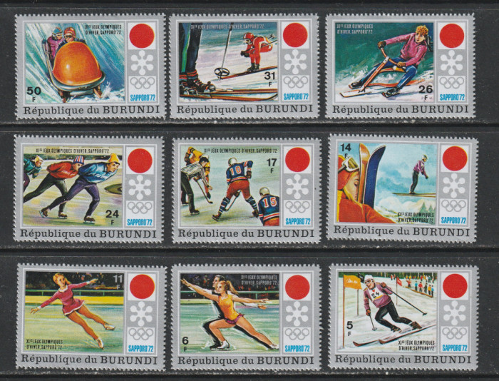 Burundi 1972 - Jocurile Olimpice de Iarna Sapporo 9v MNH