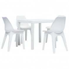 Set mobilier de exterior, 5 piese, alb, plastic foto