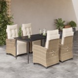 vidaXL Set mobilier de grădină cu perne, 5 piese, bej, poliratan 3213005