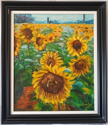 Pictură &amp;icirc;n ulei pe p&amp;acirc;nză, &amp;bdquo;Peisaj&amp;rdquo;, 80x69cm foto