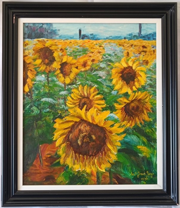 Pictură &icirc;n ulei pe p&acirc;nză, &bdquo;Peisaj&rdquo;, 80x69cm