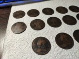 Lot vintage de 15 monede de 1 penny ani diferiti