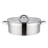 Cratita din inox Grunberg, capac din sticla, 18 cm, 2.6 l, baza realizata din trei straturi