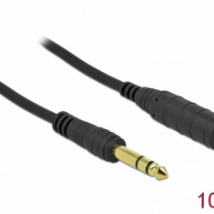 Cablu prelungitor audio jack stereo 6.3mm 3 pini T-M 10m Negru, Delock 86766