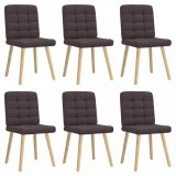 VidaXL Scaune de bucătărie, 6 buc., maro &icirc;nchis, material textil