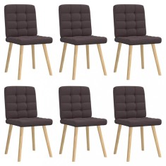 vidaXL Scaune de bucătărie, 6 buc., maro &icirc;nchis, material textil