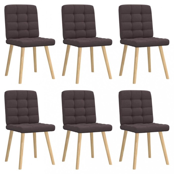 vidaXL Scaune de bucătărie, 6 buc., maro &icirc;nchis, material textil
