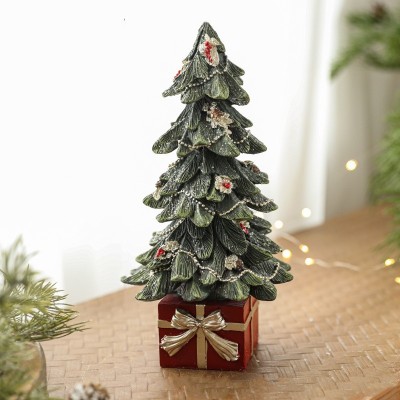 Ornament Decoratiune de Craciun, Flippy, Decoratiune Mica pentru Craciun din Rasina, Model Brad Impodobit cu Cadouri, 26.5 x 13 x 13 cm, Verde foto