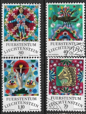 B1183 - Lichtenstein 1977 - Zodiac 4v.stampilat,serie completa foto