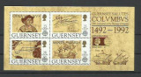 Guernsey MNH 1992 - Europa Columb Descoperiri - bloc tip II - rar, Nestampilat