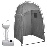 Cumpara ieftin Suport portabil de camping, pentru spălat m&acirc;ini, cu cort, 20 L