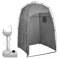 vidaXL Suport portabil de camping, pentru spalat maini, cu cort, 20 L foto
