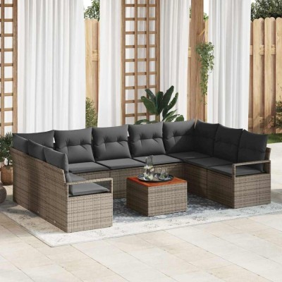 vidaXL Set de canapele pentru grădină 10 pcs Gri foto