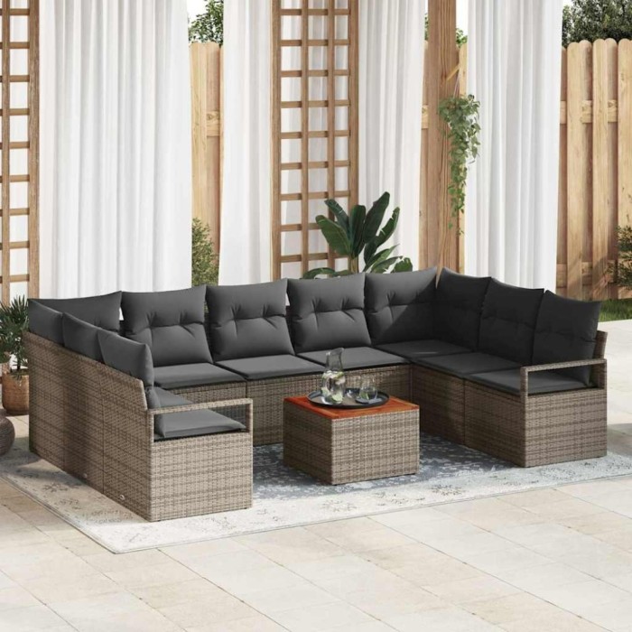 vidaXL Set de canapele pentru grădină 10 pcs Gri