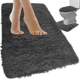 Set covorase baie 3 piese gri antiderapante Ruhhy