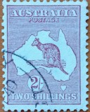COLONII-BRITAN.-"AUSTRALIA-1912/9- val 2siling.-cat Yv.11=100e!!!!-harta cu kangur- culoare=brun."stamp-Vezi-Scan