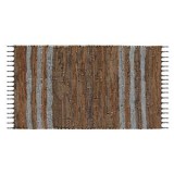 Covoras din Piele Artificiala cu Franjuri, 90x45cm, Gri si Camel, CMCLASS