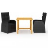 VidaXL Set de masă pentru grădină, 3 piese, negru