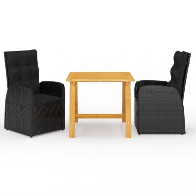 Gossi set de masa pentru gradina, 3 piese, negru foto