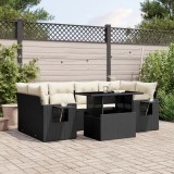 Gossi set canapele de gradina cu perne, 7 piese, negru, poliratan