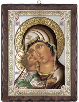 Icoana Maica Domnului din Vladimir 17x21,5 cm color foto