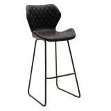 Cumpara ieftin Scaun de bar Theo metal negru cu piele ecologica de culoare neagra