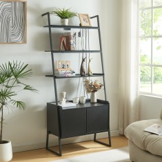 Raft scara cu dulap Storfjord 183,5x80x40cm negru [en.casa] HausGarden Leisure foto