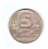 Moneda Finlanda 5 markkaa 1987 M, stare buna, curata, Europa, Bronz-Aluminiu