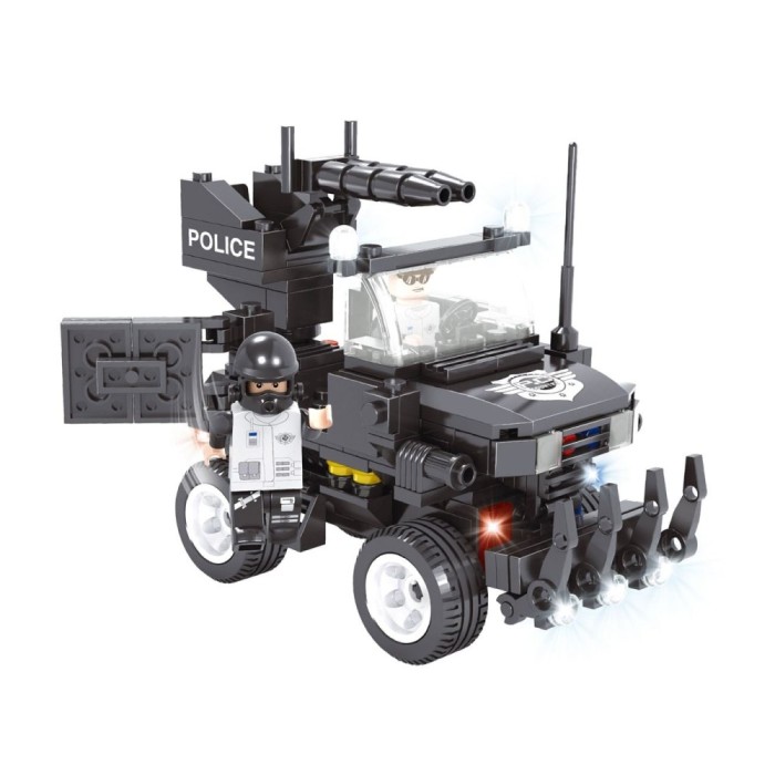Set Vehicul de Jucărie, Model Poliție, 229 Piese, Multicolor, 2 Figurine, Plastic