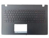 Carcasa superioara cu tastatura palmrest Laptop, Asus, ROG GL553VW, 90NB0DC1-R30010, 13N1-0BA0T11, 13N1-0BA0F11, iluminata, conector 4 pini, taste ros