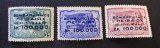 Grecia 1944 - Set 3 Timbre Poștă Aeriană Provizorii &bdquo;Bombardarea Pireului / 11-1-1944 / 100.000 Drachme&rdquo; -CLN1
