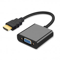 Cablu Adaptor HDMI Tata 1920x1080 @60Hz la VGA Mama, Negru