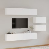VidaXL Set dulap TV, 6 piese, alb, lemn prelucrat