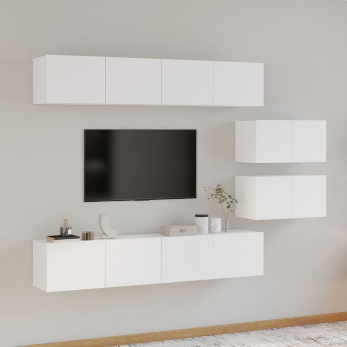 vidaXL Set dulap TV, 6 piese, alb, lemn prelucrat