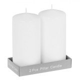 Set Lum&acirc;nări Decorative, Model Pilar, Culoare Alb, Dimensiune 7x14cm, 2 Bucăți