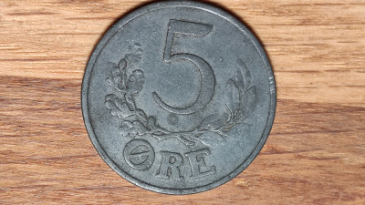 Danemarca sub ocupatie germana -moneda de colectie zinc- 5 ore 1942 -impecabila! foto