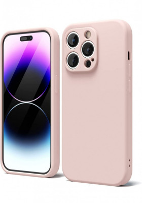Husa silicon antisoc cu microfibra in interior pentru Iphone 14 Pro Roz foto