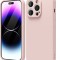 Husa silicon antisoc cu microfibra in interior pentru Iphone 14 Pro Roz